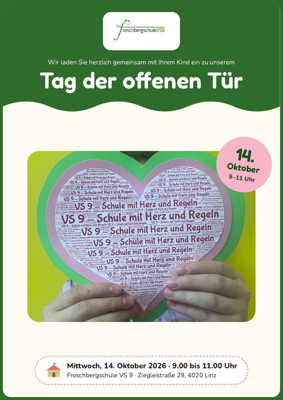 Einladung zum Tag der offenen Tür am Mittwoch, 14. Oktober 2026, 9 bis 11 Uhr